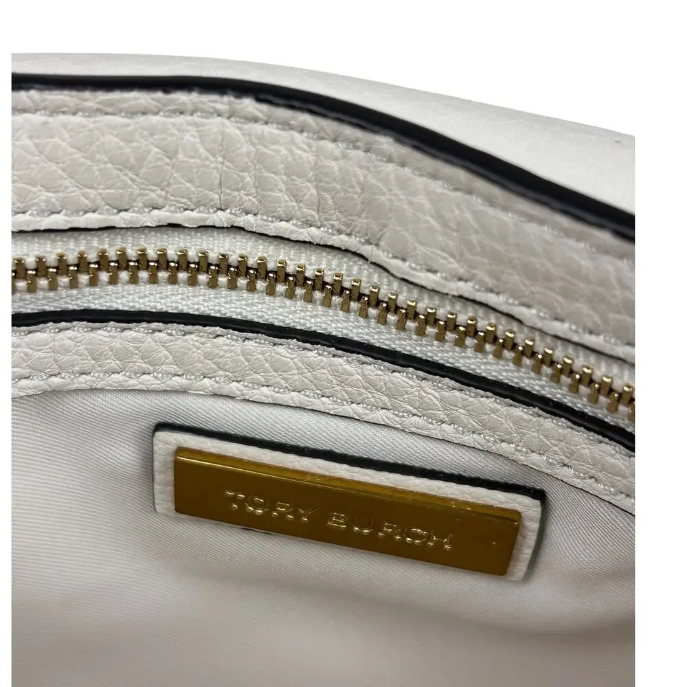Tory Burch White Pebbled Leather Top Handle Convertible Shoulder Bag